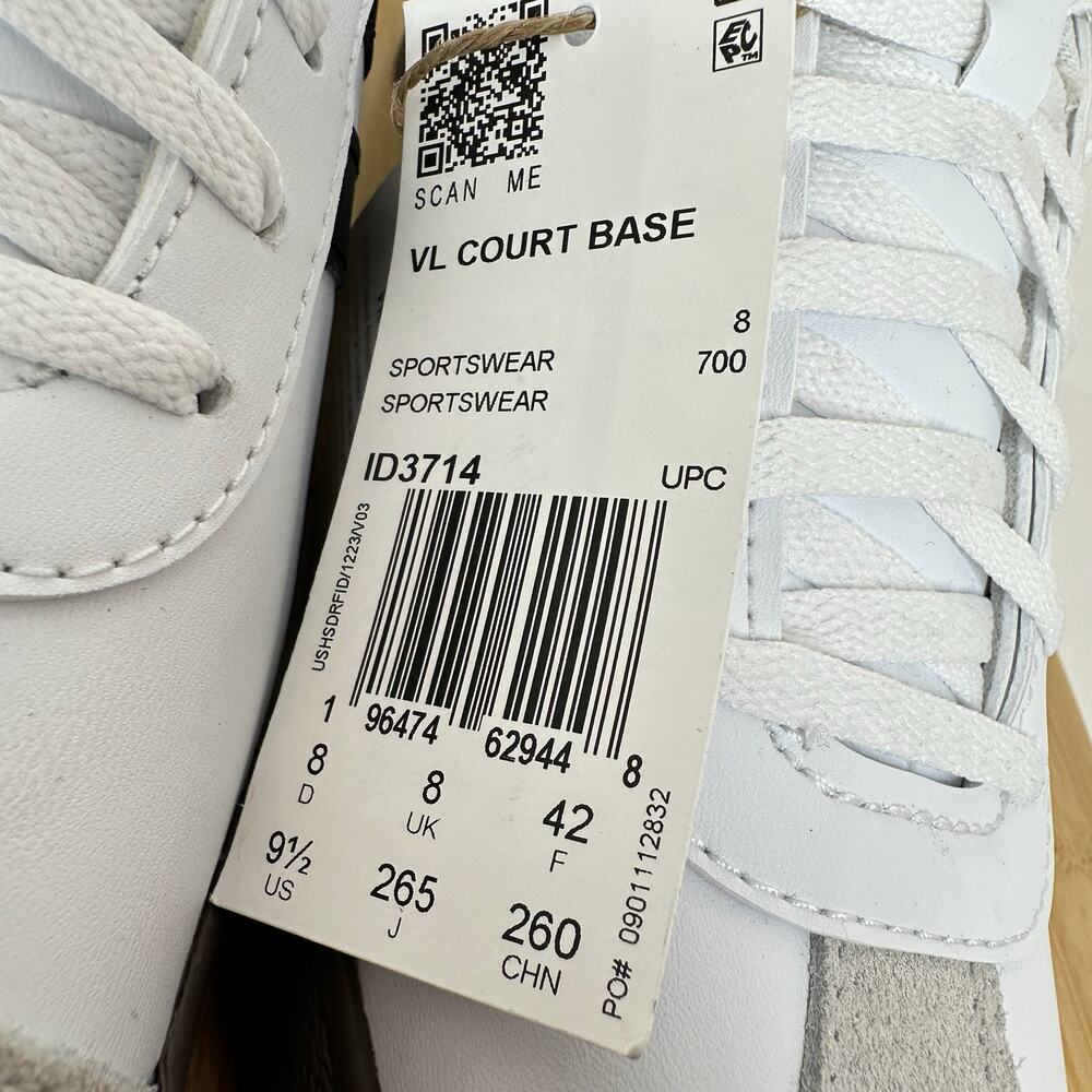 Adidas VL Court Base Sneaker Shoes White ID3714 Womens Size 9.5 NEW - Picture 2 of 7